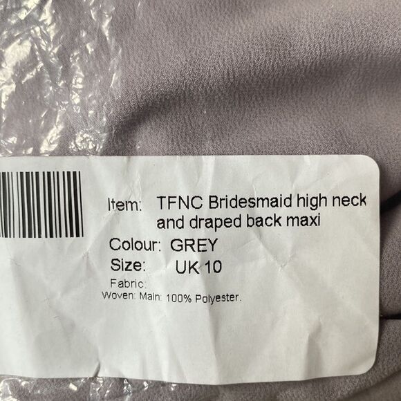ASOS TFNC Bridesmaid high neck,drape back maxi dress in gray 6‎ NWT IN PKG - Picture 6 of 7